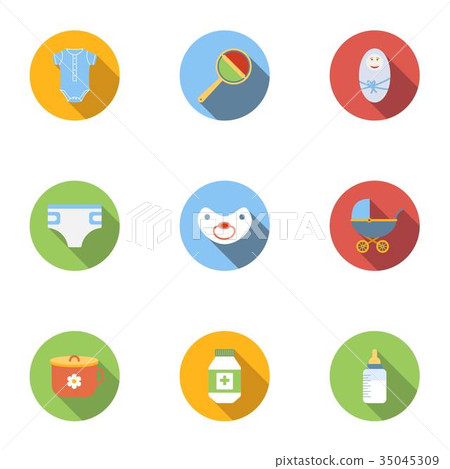 Child icons set, flat style Child icons set, flat style 35045309