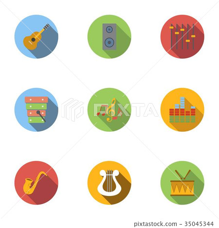 Tools for music icons set, flat style 35045344