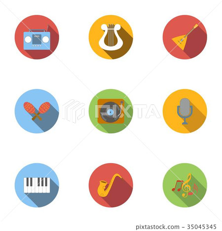 Musical tools icons set, flat style 35045345
