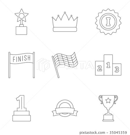 Win icons set, outline style 35045359