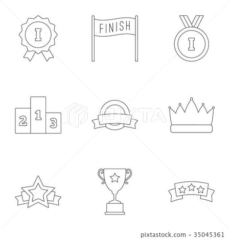 Prize award icons set, outline style 35045361