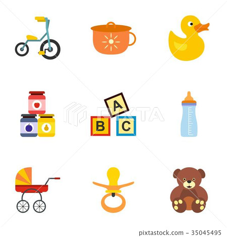 Baby icons set, flat style Baby icons set, flat style 35045495