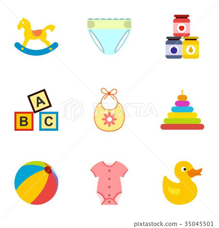 Things for baby icons set, flat style 35045501