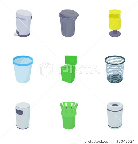 Garbage icons set, cartoon style 35045524