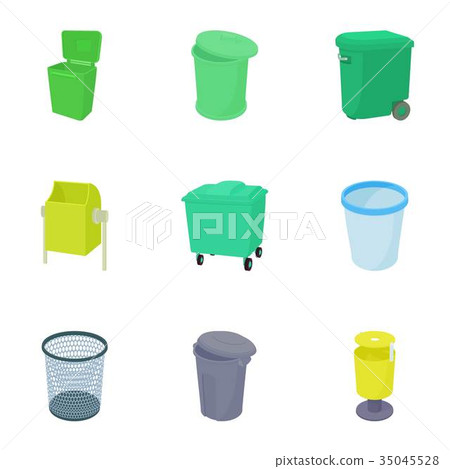 Bin icons set, cartoon style 35045528