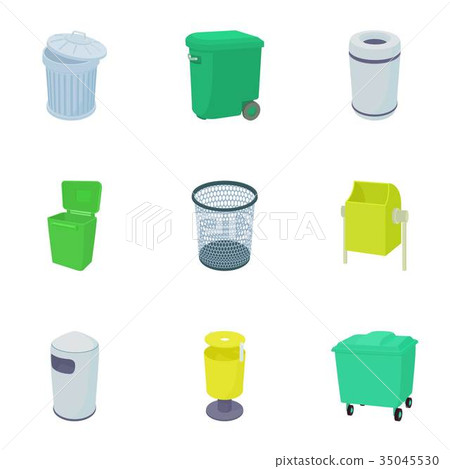 Rubbish bin icons set, cartoon style 35045530