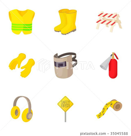 Road repair icons set, cartoon style 35045588
