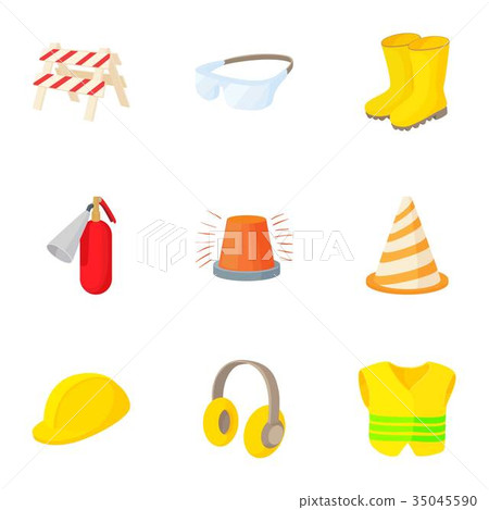 Construction of road icons set, cartoon style 35045590