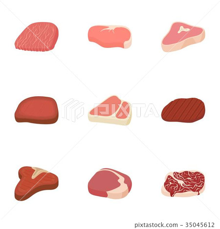 Beef icons set, cartoon style 35045612