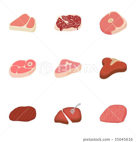 Veal icons set, cartoon style 35045616