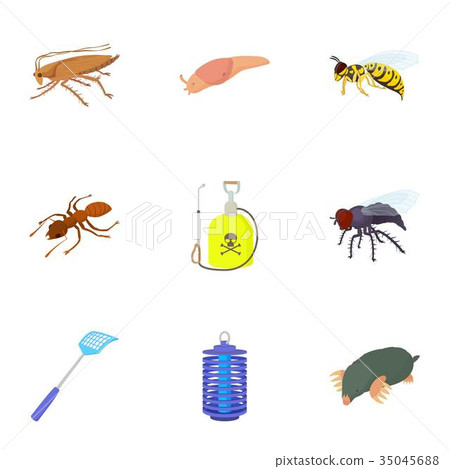 Bad pests icons set, cartoon style 35045688
