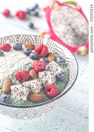 Bowl of pudding with superfoods Bowl of pudding with superfoods 35045814