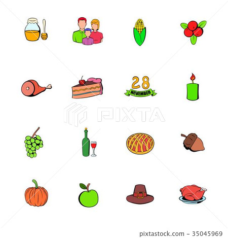 Thanksgiving Day set icons set cartoon 35045969