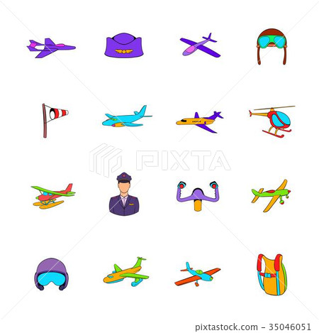 Aviation Icon Set, pop-art style Aviation Icon Set, pop-art style 35046051