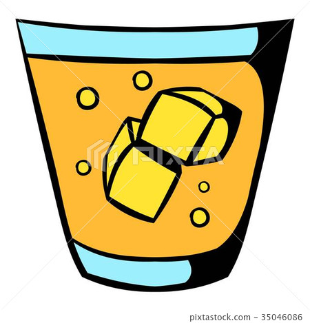 Glass of whiskey and ice icon, icon cartoon 35046086