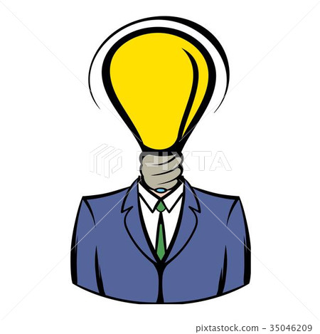 Businessman with lamp-head icon, icon cartoon 35046209