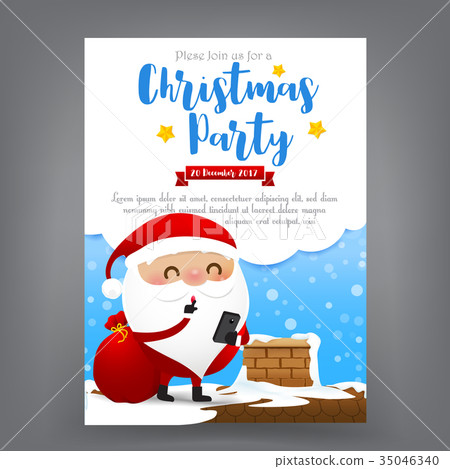 Santa claus cartoon with smart phone in hand Merry 35046340