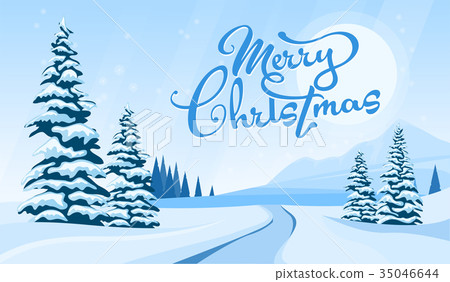 Winter landscape with Merry Cristmas Winter landscape with Merry Cristmas 35046644