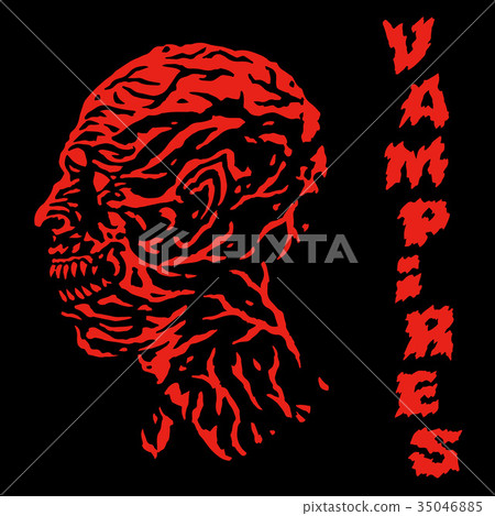 The red vampire head. Vector illustration. 35046885