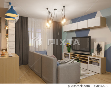 3d illustration living room interior design 3d illustration living room interior design 35046899
