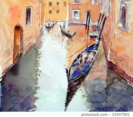 Sketch of a gondola in Venice Sketch of a gondola in Venice 35047901