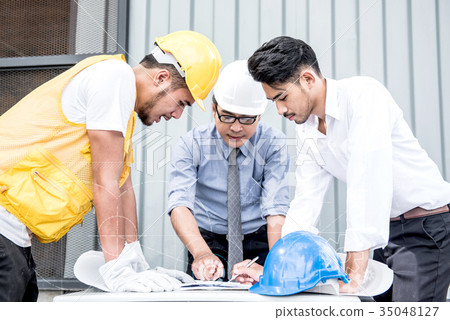 engineers and teamwork, meeting for project 35048127