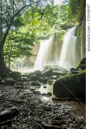 Beautiful waterfall in Khaoyai national park Beautiful waterfall in Khaoyai national park 35048647