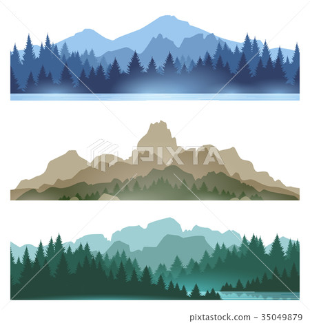 Foggy mountains landscape set Foggy mountains landscape set 35049879