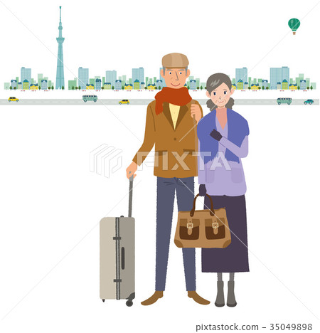 Senior couple going out for a trip 35049898