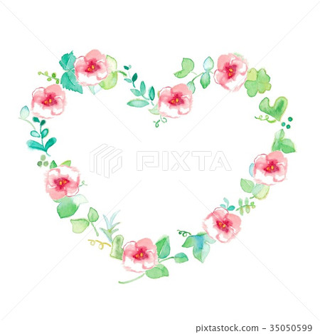 Floral frame, green, heart 35050599