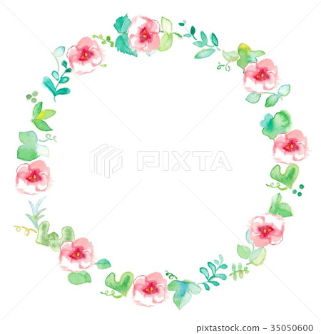 Floral frame, green, circle 35050600