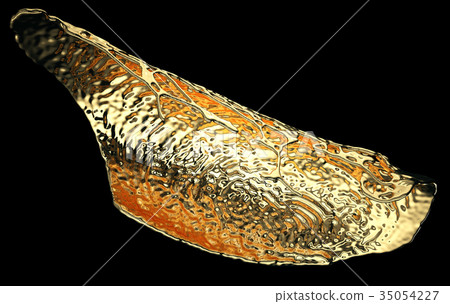 Melted gold or oil splashes isolated on black Melted gold or oil splashes isolated on black 35054227