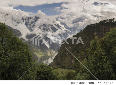 Nilgiri summit and cloudy Himalayas 35054242
