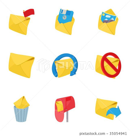 Communication icons set, cartoon style 35054941