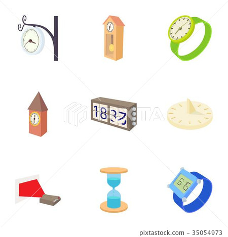 Kinds of watches icons set, cartoon style Kinds of watches icons set, cartoon style 35054973