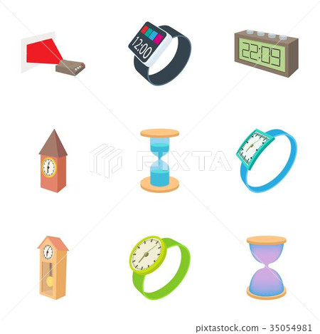 Watch icons set, cartoon style Watch icons set, cartoon style 35054981