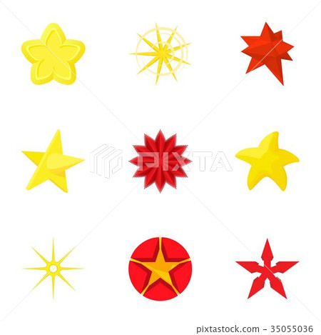 Types of stars icons set, cartoon style 35055036