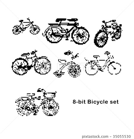 black 8-bit  set of bicycle vector illustration 35055530