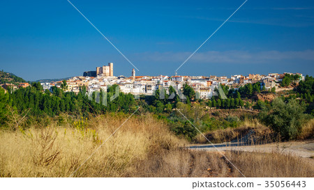 Cofrentes town and castle panoramic view 35056443