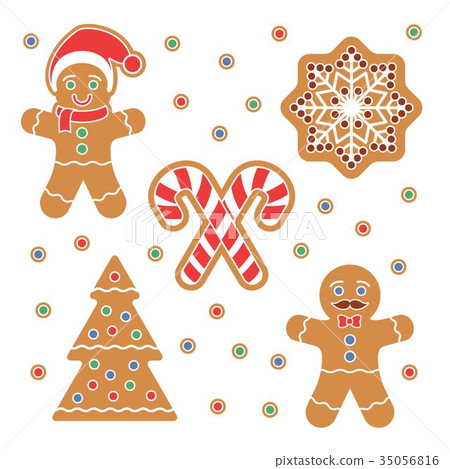 Christmas Gingerbread cookies stickers set 35056816