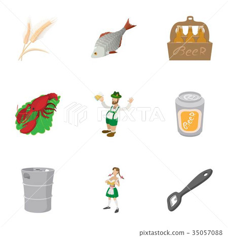Country Germany icons set, cartoon style Country Germany icons set, cartoon style 35057088