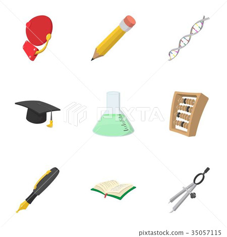 High school icons set, cartoon style High school icons set, cartoon style 35057115