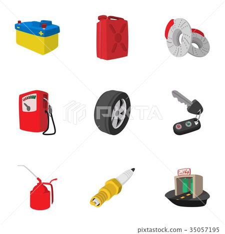 Garage icons set, cartoon style 35057195