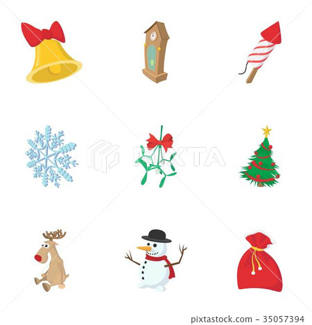 Christmas icons set, cartoon style Christmas icons set, cartoon style 35057394