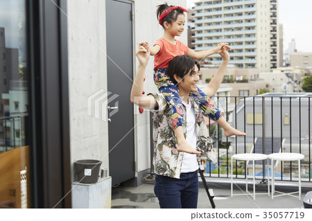 Parents and children on a veranda Parents and children on a veranda 35057719
