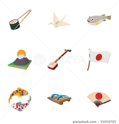 Holiday in Japan icons set, cartoon style 35058785