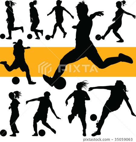 soccer women silhouette. girl play soccer vector soccer women silhouette. girl play soccer vector 35059063