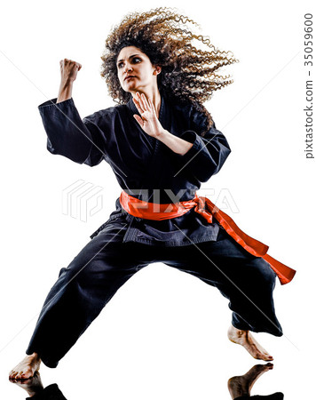 woman Kung Fu Pencak Silat isolated woman Kung Fu Pencak Silat isolated 35059600