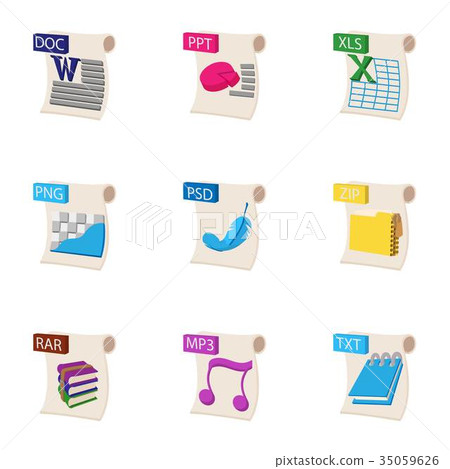 Files icons set, cartoon style - Stock Illustration [35059626] - PIXTA