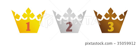 Crown Ranking Icon Set (gold, silver, copper) Crown Ranking Icon Set (gold, silver, copper) 35059912